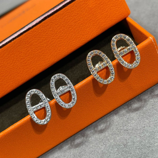 [Auream]HM FULL DIAMOND PIG NOSE STUD EARRINGS