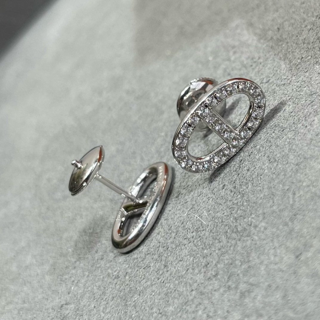 [Auream]HM FULL DIAMOND PIG NOSE STUD EARRINGS