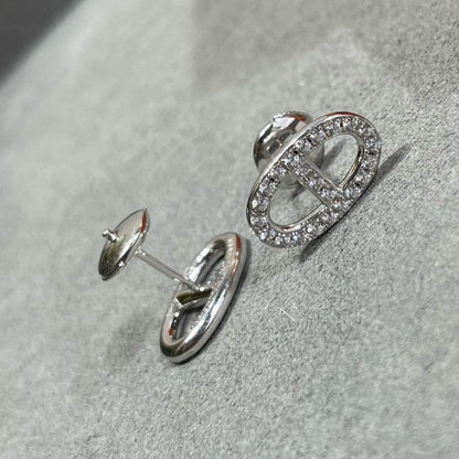 [Auream]HM FULL DIAMOND PIG NOSE STUD EARRINGS