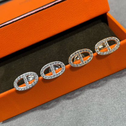 [Auream]HM FULL DIAMOND PIG NOSE STUD EARRINGS