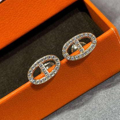 [Auream]HM FULL DIAMOND PIG NOSE STUD EARRINGS