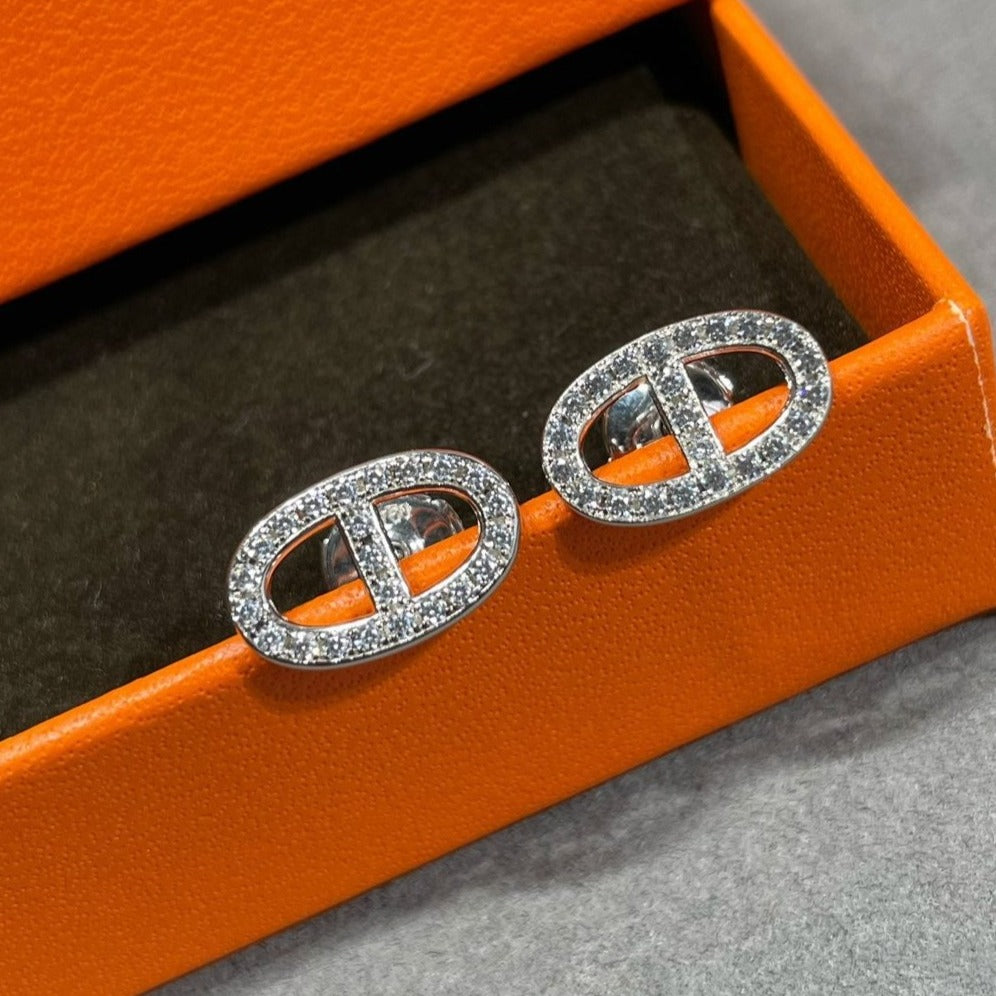 [Auream]HM FULL DIAMOND PIG NOSE STUD EARRINGS