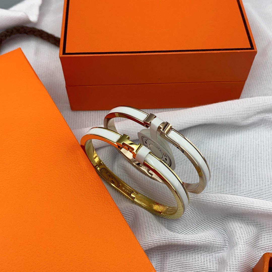 [Auream]CLASSIC HM CLIC WHITE 8MM ENAMEL BRACELET