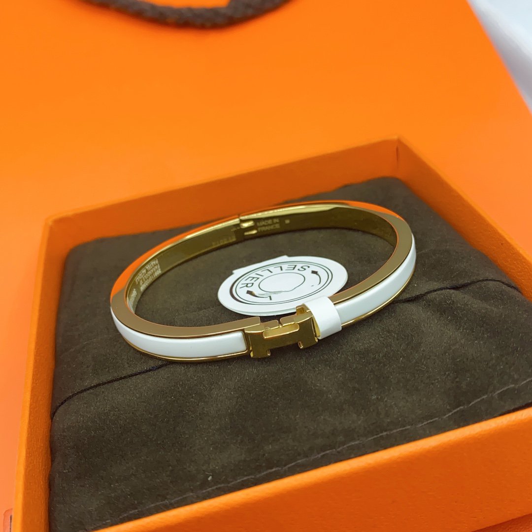 [Auream]CLASSIC HM CLIC WHITE 8MM ENAMEL BRACELET