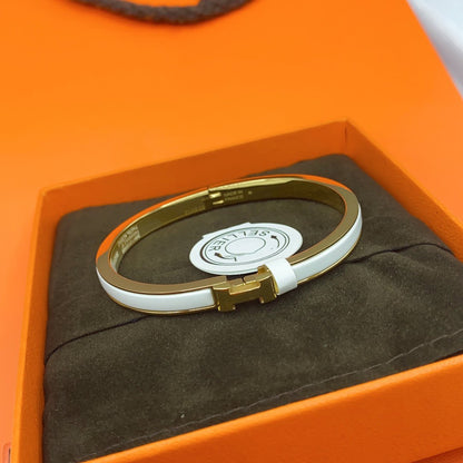[Auream]CLASSIC HM CLIC WHITE 8MM ENAMEL BRACELET