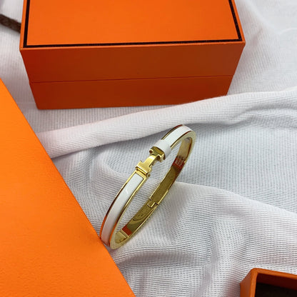 [Auream]CLASSIC HM CLIC WHITE 8MM ENAMEL BRACELET