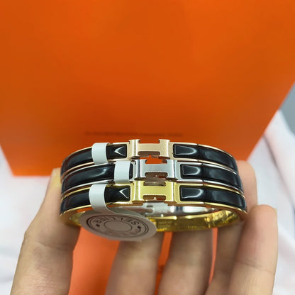 [Auream]CLASSIC HM CLIC BLACK 8MM ENAMEL BRACELET