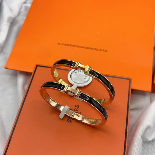 [Auream]CLASSIC HM CLIC BLACK 8MM ENAMEL BRACELET