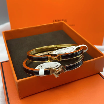 [Auream]CLASSIC HM CLIC BLACK 8MM ENAMEL BRACELET