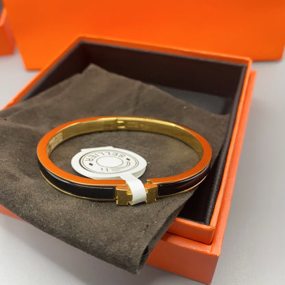 [Auream]CLASSIC HM CLIC BLACK 8MM ENAMEL BRACELET