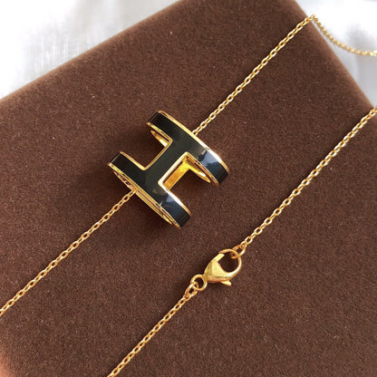 [Auream]HM CLIC BLACK ENAMEL GOLD NECKLACE