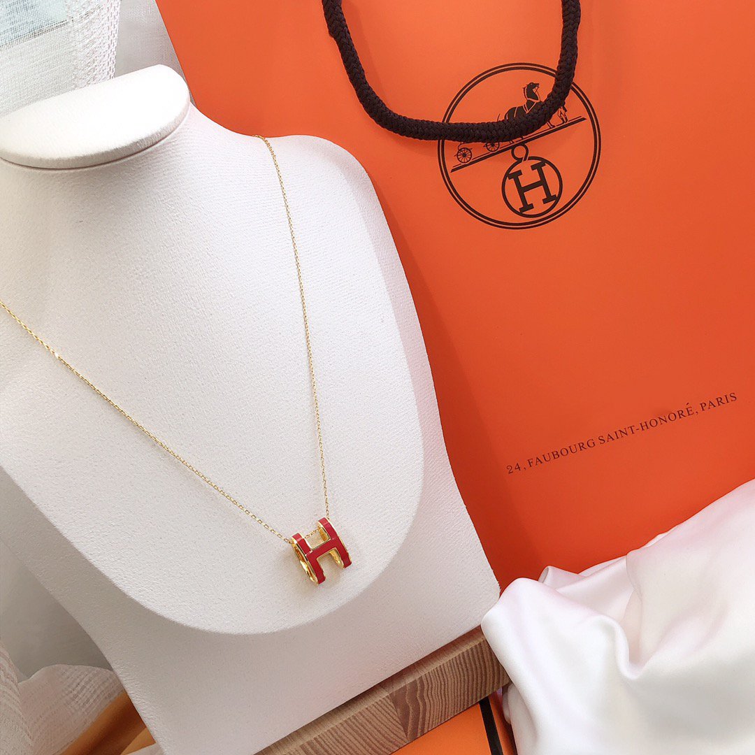 [Auream]HM CLIC RED ENAMEL GOLD NECKLACE