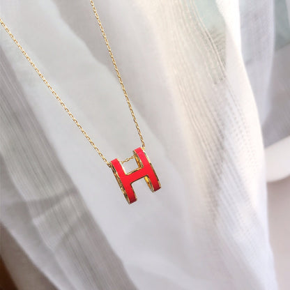 [Auream]HM CLIC RED ENAMEL GOLD NECKLACE