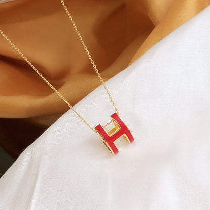 [Auream]HM CLIC RED ENAMEL GOLD NECKLACE