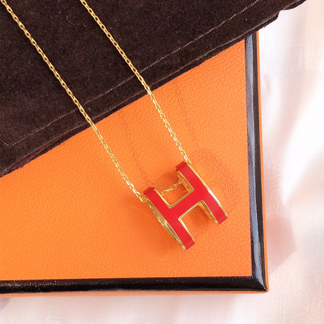[Auream]HM CLIC RED ENAMEL GOLD NECKLACE