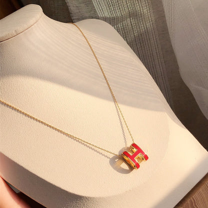 [Auream]HM CLIC RED ENAMEL GOLD NECKLACE