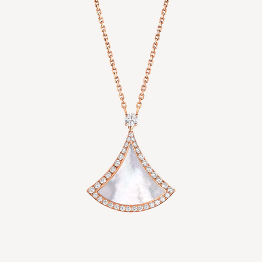 [Auream]DREAM MOP DIAMOND PAVED PINK GOLD NECKLACE