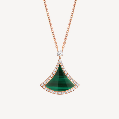 [Auream]DREAM MALACHITE DIAMOND PAVED PINK GOLD NECKLACE