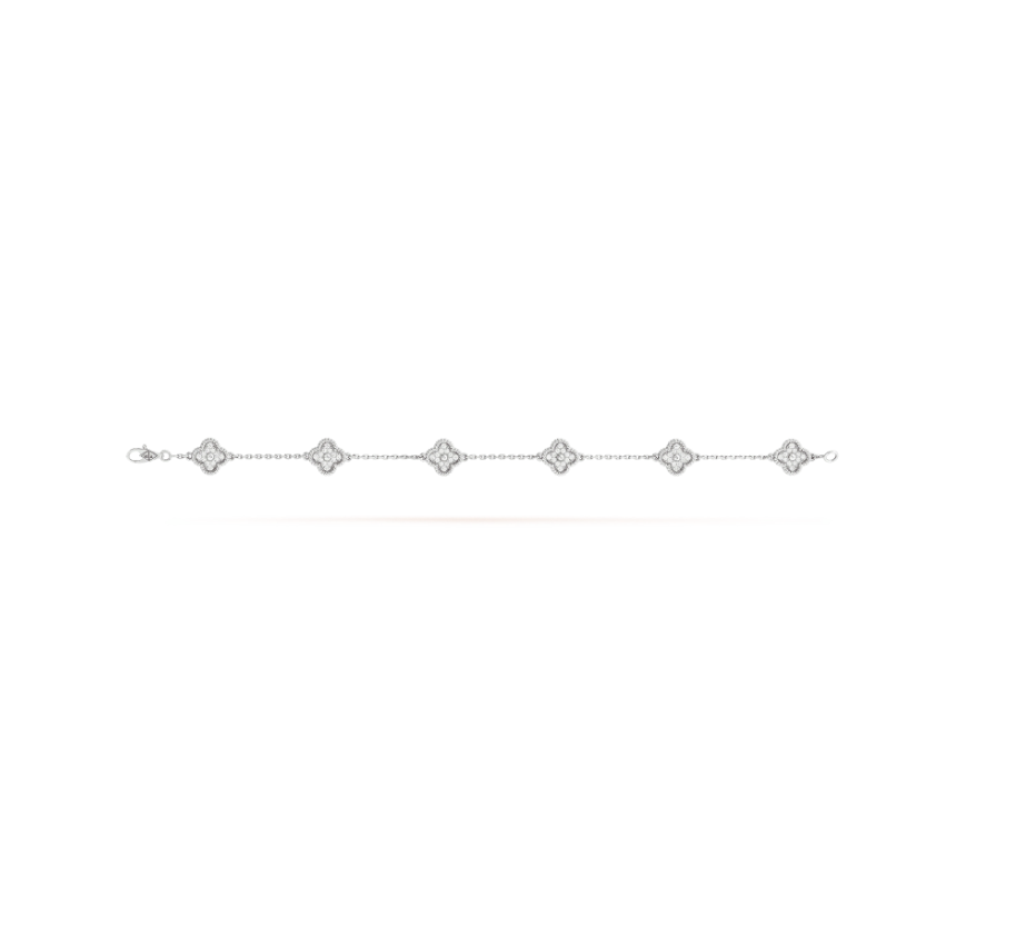 [Auream]CLOVER 6 MOTIF SILVER DIAMOND BRACELET