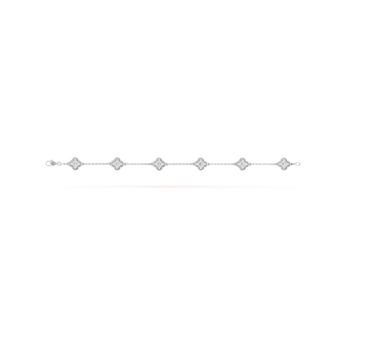 [Auream]CLOVER 6 MOTIF SILVER DIAMOND BRACELET
