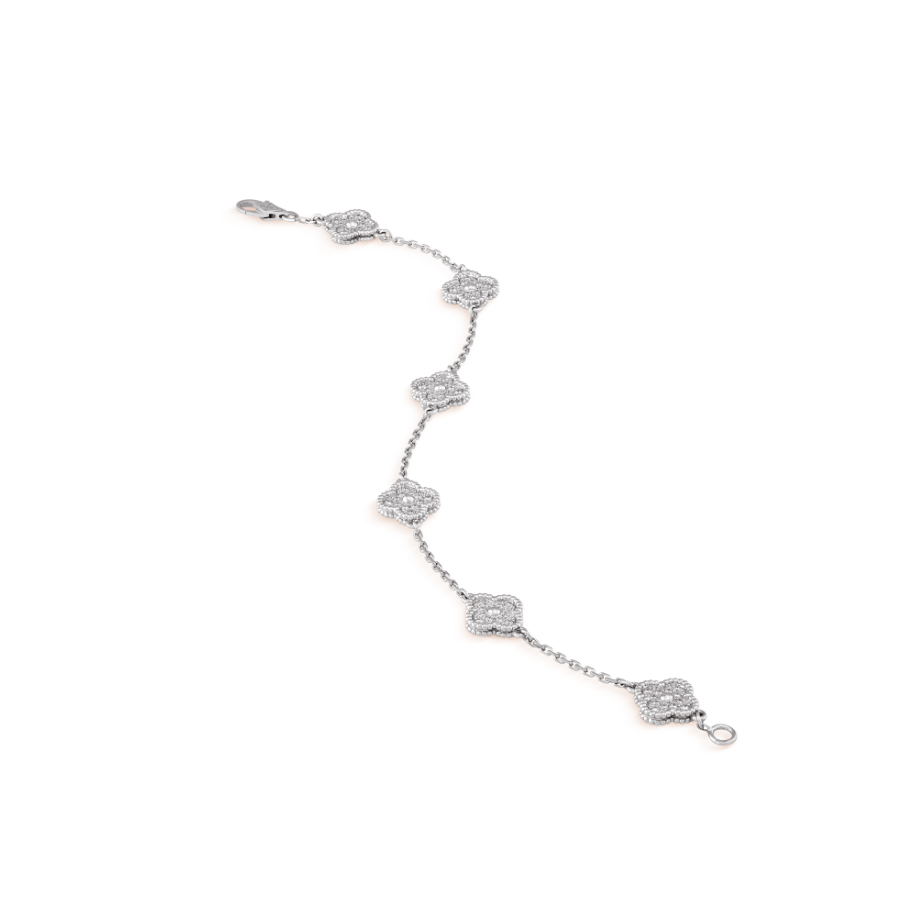 [Auream]CLOVER 6 MOTIF SILVER DIAMOND BRACELET