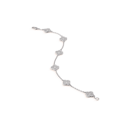 [Auream]CLOVER 6 MOTIF SILVER DIAMOND BRACELET