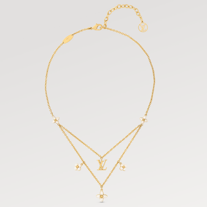 [Auream]FLOWERGRAM GOLD MOP DOUBLE ROW NECKLACE