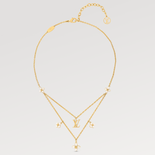 [Auream]FLOWERGRAM GOLD MOP DOUBLE ROW NECKLACE