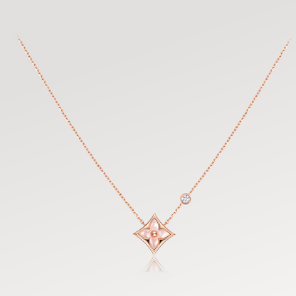 [Auream]STAR PINK MOP 1 DIAMOND PINK GOLD NECKLACE