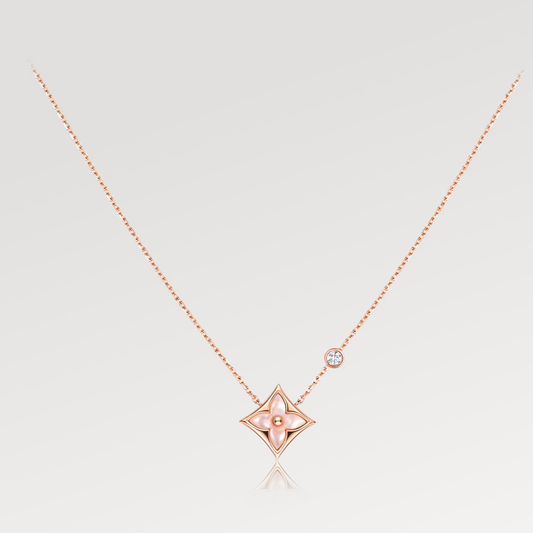 [Auream]STAR PINK MOP 1 DIAMOND PINK GOLD NECKLACE