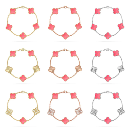 [Auream] CLOVER 5 MOTIFS  PINK MOP BRACELET COLLECTION