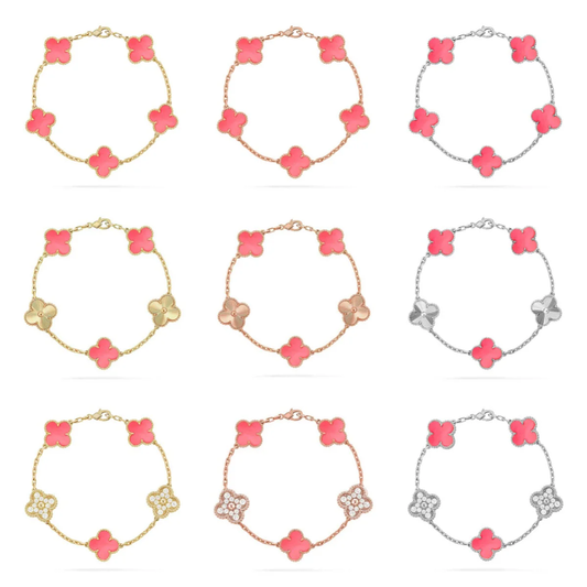 [Auream] CLOVER 5 MOTIFS  PINK MOP BRACELET COLLECTION