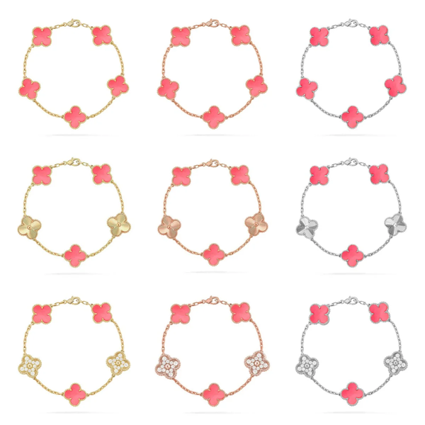 [Auream] CLOVER 5 MOTIFS  PINK MOP BRACELET COLLECTION