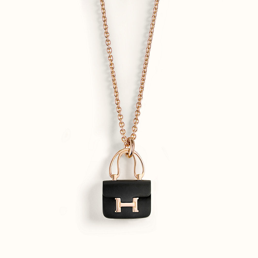 [Auream]CONSTANCE BLACK PEDANT PINK GOLD NECKLACE