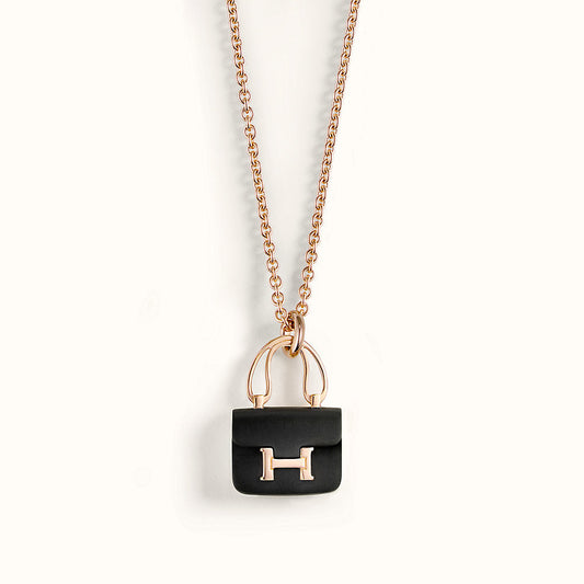 [Auream]CONSTANCE BLACK PEDANT PINK GOLD NECKLACE