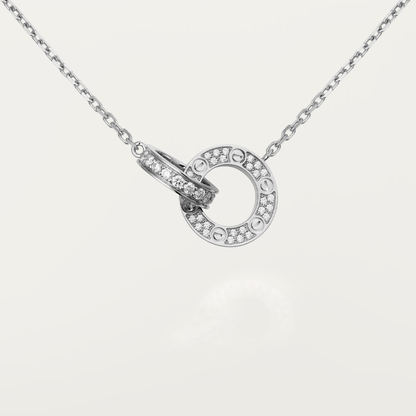 [Auream]LOVE 7.6MM NECKLACE ROSE GOLD AND SILVER  FULL DIAMOND