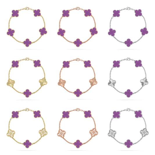 [Auream] CLOVER 5 MOTIF VIOLET BRACELET COLLECTION