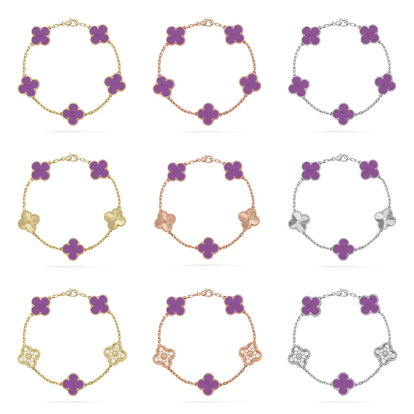 [Auream] CLOVER 5 MOTIF VIOLET BRACELET COLLECTION