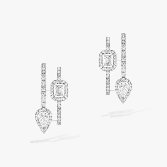[Auream]CREOLES MY TWIN 2 RANGS SILVER DIAMOND EARRINGS