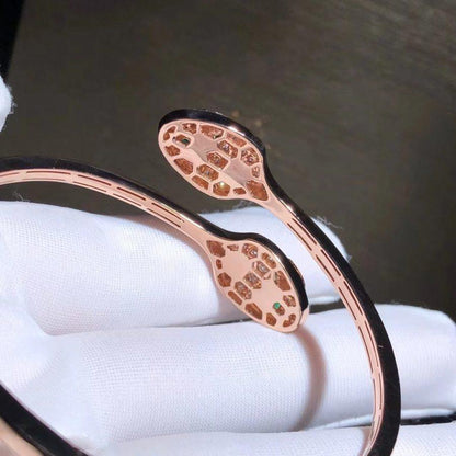 [Auream]SERPENTI BRACELET PINK GOLD MALACHITE DIAMOND DOUBLE SNAKE