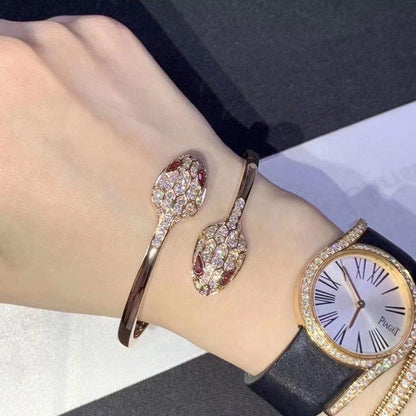 [Auream]SERPENTI BRACELET PINK GOLD DIAMOND DOUBLE SNAKE