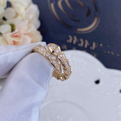 [Auream]SERPENTI RING PINK GOLD DIAMOND PAVED 4MM