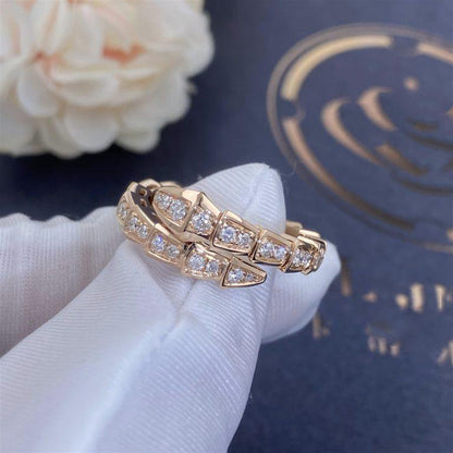 [Auream]SERPENTI RING PINK GOLD DIAMOND PAVED 4MM