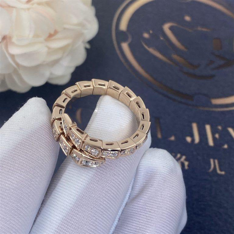 [Auream]SERPENTI RING PINK GOLD DIAMOND PAVED 4MM