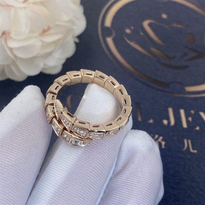 [Auream]SERPENTI RING PINK GOLD DIAMOND PAVED 4MM