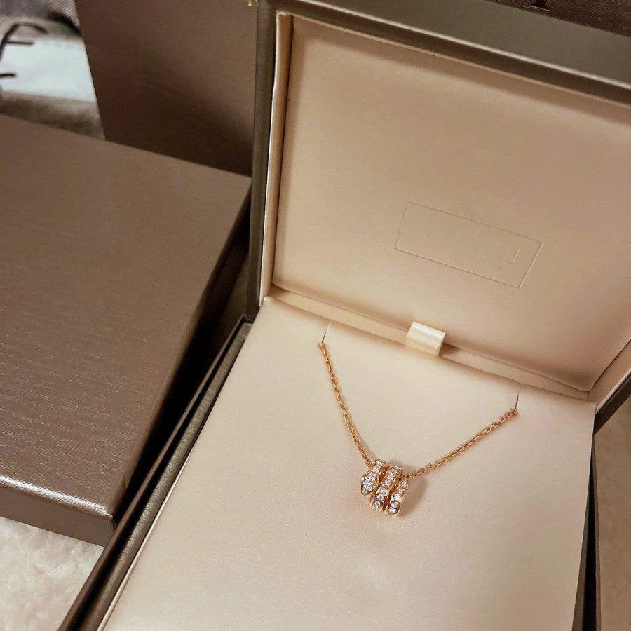 [Auream]SERPENTI PINK GOLD NECKLACE DOUBLE RING DIAMOND