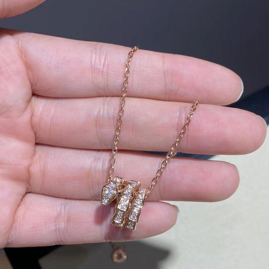 [Auream]SERPENTI PINK GOLD NECKLACE DOUBLE RING DIAMOND