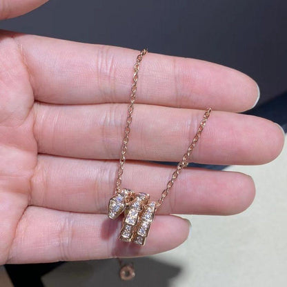 [Auream]SERPENTI PINK GOLD NECKLACE DOUBLE RING DIAMOND