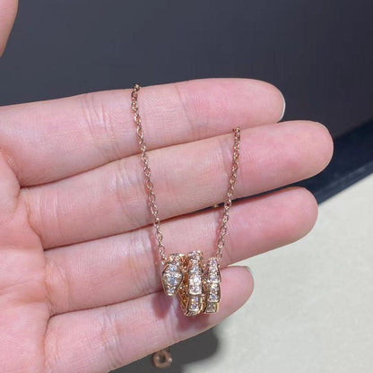 [Auream]SERPENTI PINK GOLD NECKLACE DOUBLE RING DIAMOND