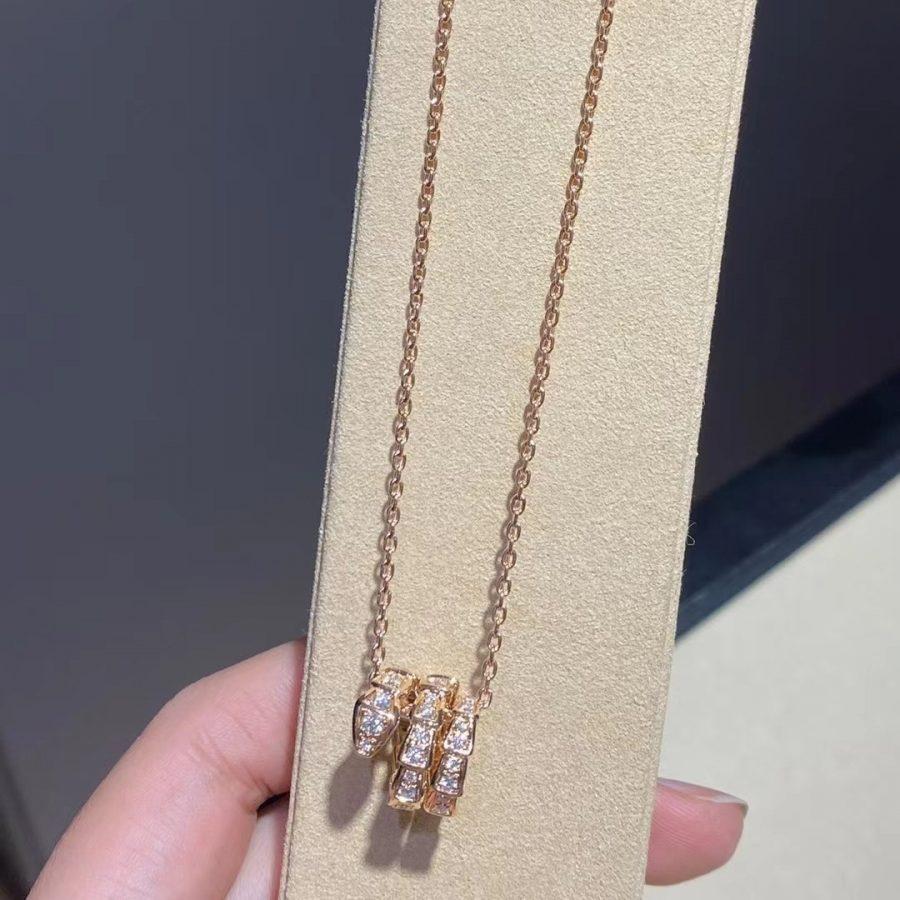 [Auream]SERPENTI PINK GOLD NECKLACE DOUBLE RING DIAMOND